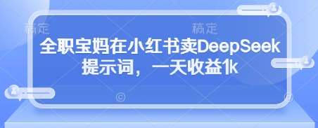 全职宝妈在小红书卖DeepSeek提示词，一天收益1k-知享知识库