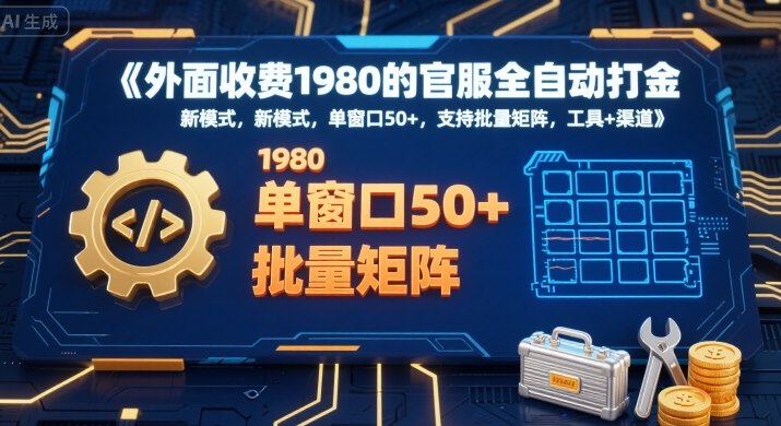 外面收费1980的官服全自动打金,新模式,单窗口50+,支持批量矩阵,工具+渠道【揭秘】-知享知识库
