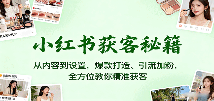 小红书获客秘籍：从内容到设置，爆款打造、引流加粉，全方位教你精准获客-知享知识库