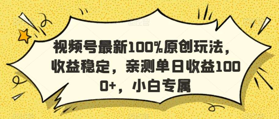 视频号最新100%原创玩法,收益稳定,亲测单日收益1000+,小白专属【揭秘】-知享知识库