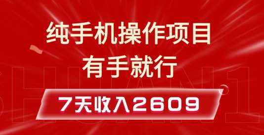 纯手机操作的小项目，有手就能做，7天收入2609+实操教程【揭秘】-知享知识库
