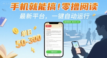 手机就能搞！零撸阅读挂G，最新平台，一键自动运行，随时随地挣，单日50-3张+【揭秘】-知享知识库