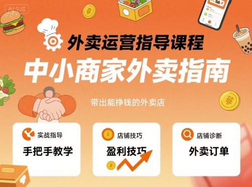 外卖运营指导课程，中小商家外卖指南，手把手带出能挣钱的外卖店-知享知识库