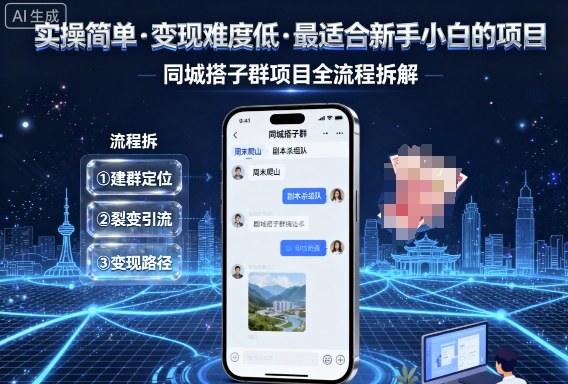 实操简单，变现难度低，最适合新手小白做的项目，每天轻松收入3张，同城搭子群项目全流程拆解-知享知识库
