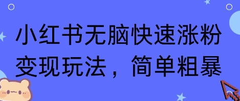 小红书无脑快速涨粉变现玩法，简单粗暴-知享知识库