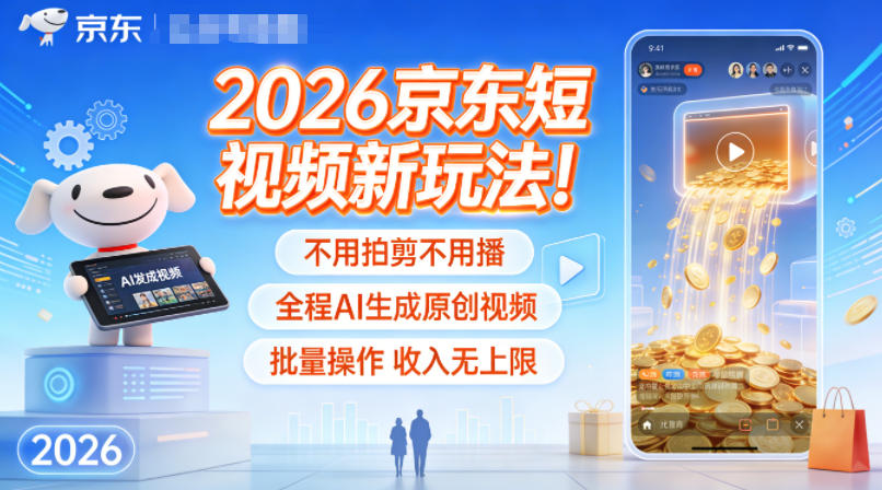 2026京东短视频新玩法！不用拍剪不用播，全程AI生成原创视频，批量操作收入无上限-知享知识库