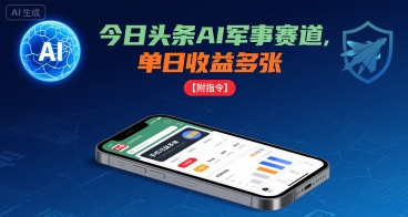 今日头条AI军事赛道，单日收益多张 ，手机可做【附指令】-知享知识库