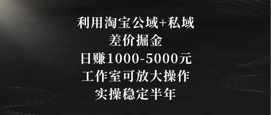 （8952期）利用淘宝公域+私域差价掘金，日赚1000-5000元，工作室可放大操作，实操…-知享知识库