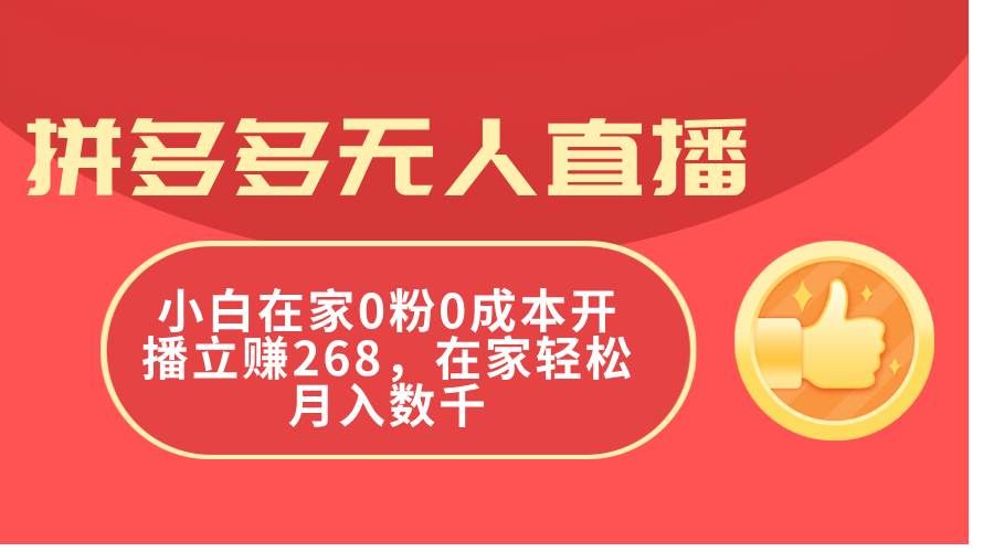 （11521期）拼多多无人直播，小白在家0粉0成本开播立赚268，在家轻松月入数千-知享知识库