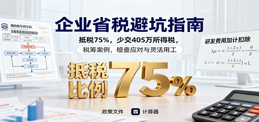 企业省税避坑指南:抵税75%,少交405万所得税,税筹案例,稽查应对与灵活用工-知享知识库