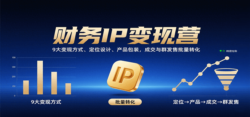 财务IP变现营:9大变现方式、定位设计、产品包装,成交与群发售批量转化-知享知识库