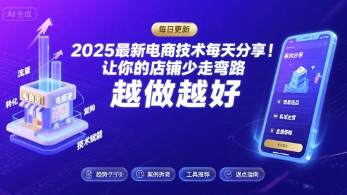 2025最新电商技术每天分享，让你的店铺少走弯路，越做越好(更新8月)-知享知识库