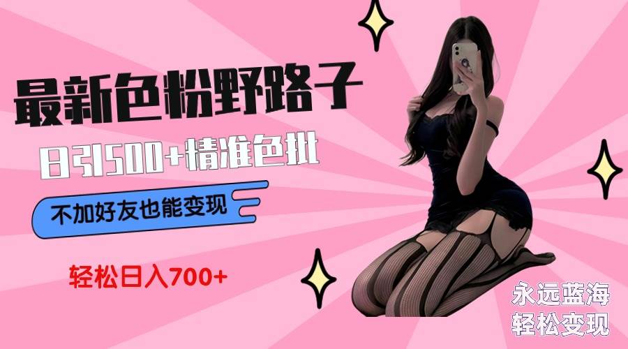 （9119期）最新色粉变现野路子，日引500+老色批 可不加好友直接变现 小白轻松日入700+-知享知识库