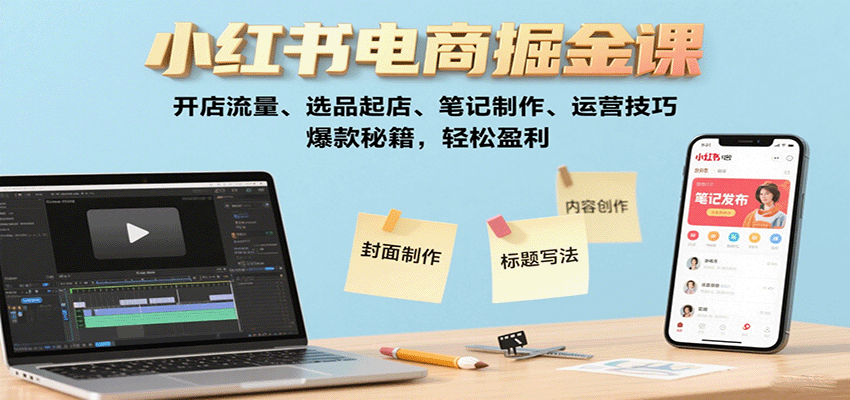 小红书电商掘金课:开店流量、选品起店、笔记制作、运营技巧,爆款秘籍,轻松盈利-知享知识库
