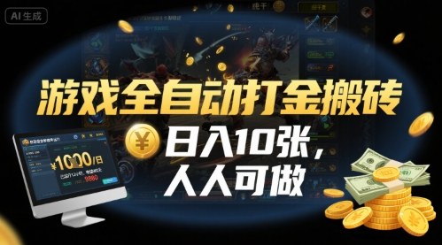 游戏全自动打金搬砖，日入10张，人人可做，纯干货，长期稳定收益项目【揭秘】-知享知识库