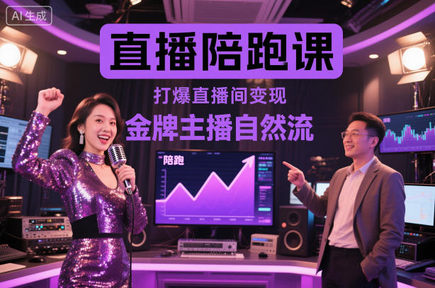直播陪跑课,金牌主播自然流打爆直播间,复制高变现玩法-知享知识库