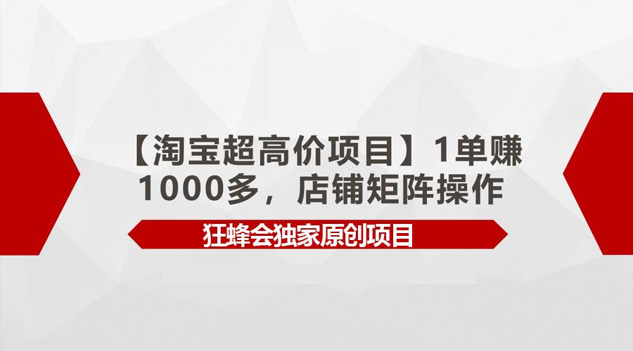【淘宝超高价项目】1单赚1000多，店铺矩阵操作-知享知识库