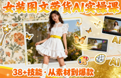 女装图文带货的AI实操课,覆盖38个实用技能,快速提升素材制作效率-知享知识库