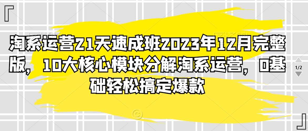 淘系运营21天速成班2023年12月完整版，10大核心模块分解淘系运营，0基础轻松搞定爆款-知享知识库