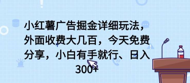 小红薯广告掘金详细玩法,外面收费大几百,小白有手就行,日入300+【揭秘】-知享知识库