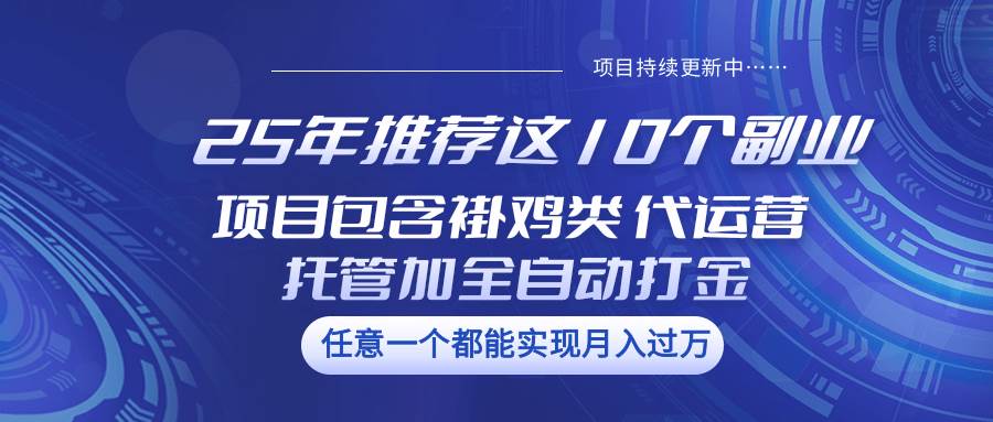 25年推荐这10个副业 项目包含褂鸡类、代运营托管类、全自动打金类-知享知识库