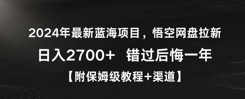 2024年最新蓝海项目，悟空网盘拉新，日入2700+错过后悔一年【附保姆级教程+渠道】【揭秘】-知享知识库