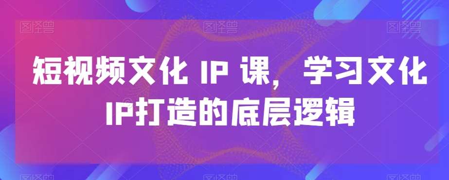 短视频文化IP课，学习文化IP打造的底层逻辑-知享知识库