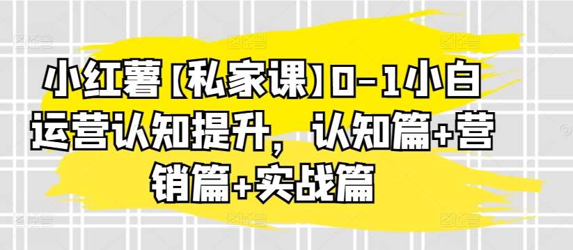 小红薯【私家课】0-1小白运营认知提升，认知篇+营销篇+实战篇-知享知识库