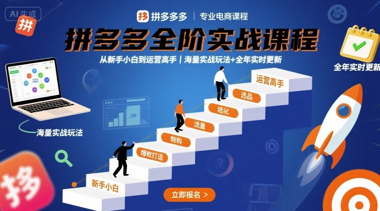 拼多多全阶实战课程,从新手小白到运营高手,海量实战玩法+全年实时更新【2025年9月更新】-知享知识库