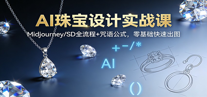 AI珠宝设计实战课：Midjourney/SD全流程+咒语公式，零基础快速出图-知享知识库