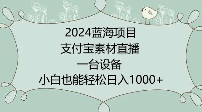 2024年蓝海项目，支付宝素材直播，无需出境，小白也能日入1000+ ，实操教程【揭秘】-知享知识库