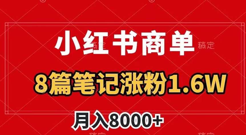 小红书商单最新玩法，8篇笔记涨粉1.6w，作品制作简单，月入8000+【揭秘】-知享知识库