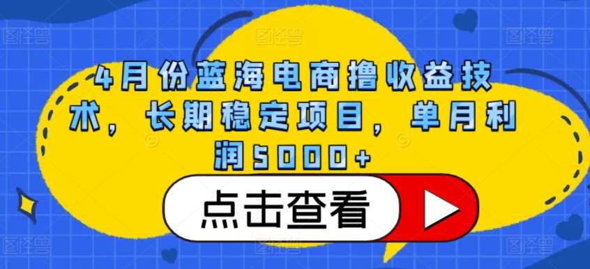 4月份蓝海电商撸收益技术，长期稳定项目，单月利润5000+【揭秘】-知享知识库