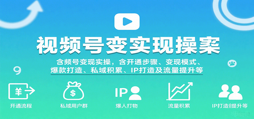 视频号变现实操,含开通步骤、变现模式、爆款打造、私域积累、IP打造及流量提升等-知享知识库