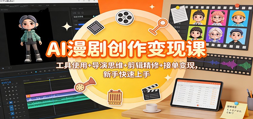 AI漫剧创作变现课：工具使用+导演思维+剪辑精修+接单变现，新手快速上手-知享知识库
