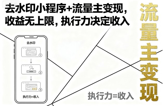 去水印小程序+流量主变现，收益无上限，执行力决定收入-知享知识库