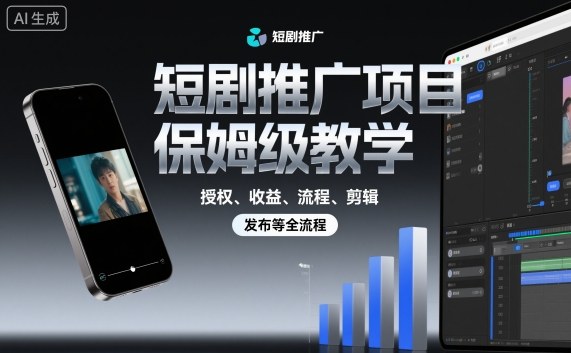 短剧推广项目保姆级教学,授权、收益、流程、剪辑,发布等全流程-知享知识库