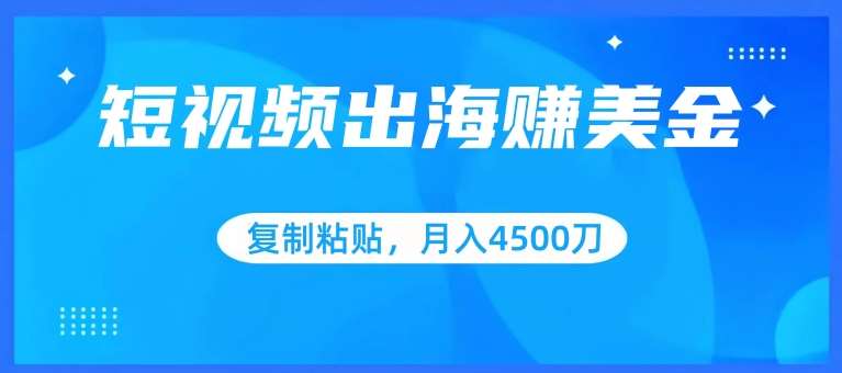短视频出海赚美金,复制粘贴批量操作,小白轻松掌握,月入4500美刀【揭秘】-知享知识库