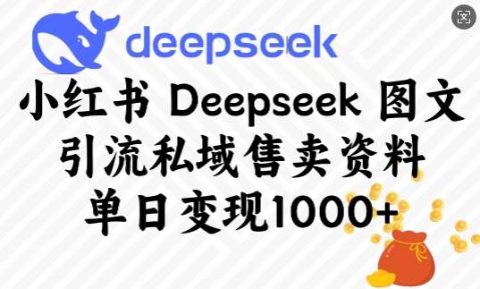 小红书Deepseek图文引流私域售卖资料，单日变现多张-知享知识库
