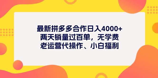 最新拼多多项目日入4000+两天销量过百单,无学费、老运营代操作、小白福利-知享知识库