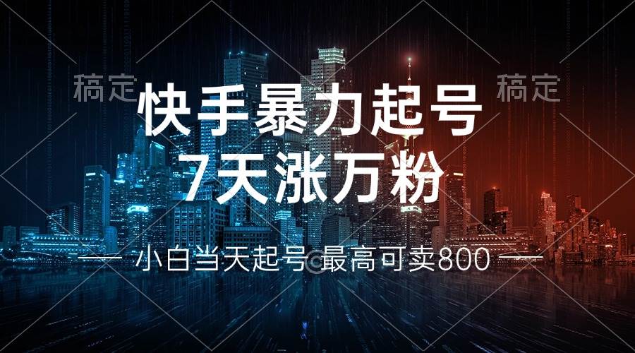 （13142期）快手暴力起号，7天涨万粉，小白当天起号 多种变现方式，账号回收，单月…-知享知识库