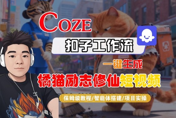 Coze扣子智能体工作流一键生成“橘猫励志修仙“短视频，全流程保姆级教学-知享知识库