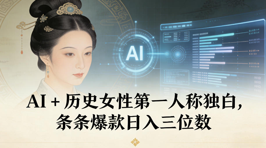 AI+历史女性第一人称独白,条条爆款日入三位数-知享知识库