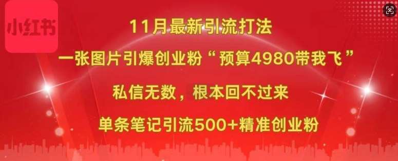 小红书11月最新图片打粉，一张图片引爆创业粉，“预算4980带我飞”，单条引流500+精准创业粉-知享知识库