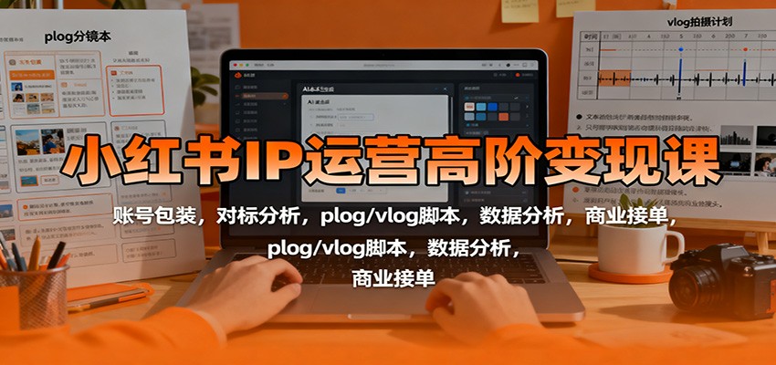 小红书IP运营高阶变现课:账号包装,对标分析,plog/vlog脚本,数据分析,商业接单-知享知识库