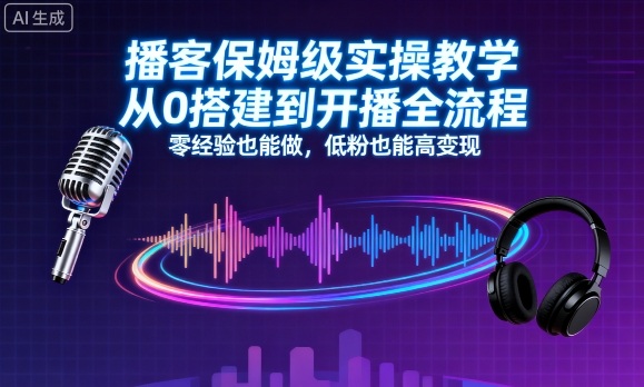 播客保姆级实操教学,从0搭建到开播全流程,零经验也能做,低粉也能高变现-知享知识库