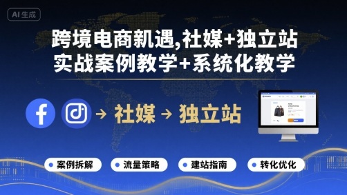 跨境电商新机遇，社媒+独立站，实战案例教学+系统化教学-知享知识库
