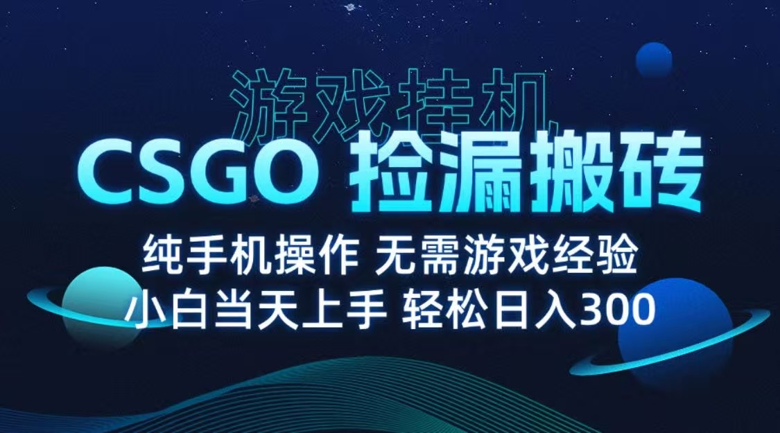 9月最新游戏搬砖,CSGO纯挂机,不需要玩游戏,实现真挂机,月入1W+-知享知识库