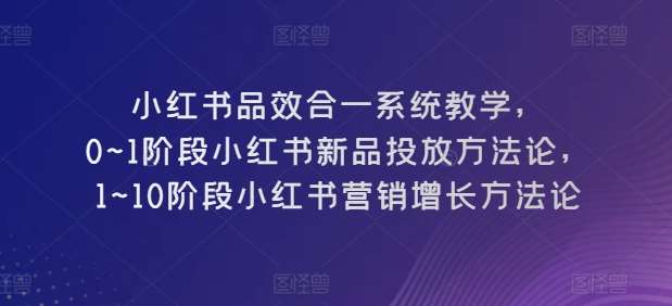 小红书品效合一系统教学，​0~1阶段小红书新品投放方法论，​1~10阶段小红书营销增长方法论-知享知识库