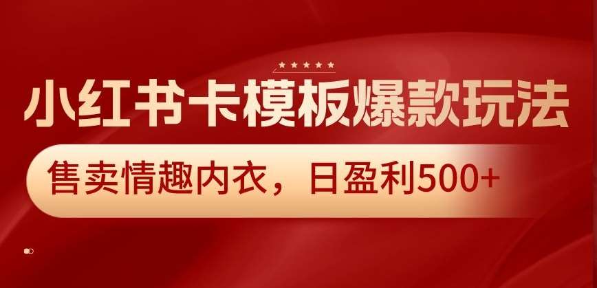 小红书卡模板爆款玩法,售卖情趣内衣,日盈利500+【揭秘】-知享知识库